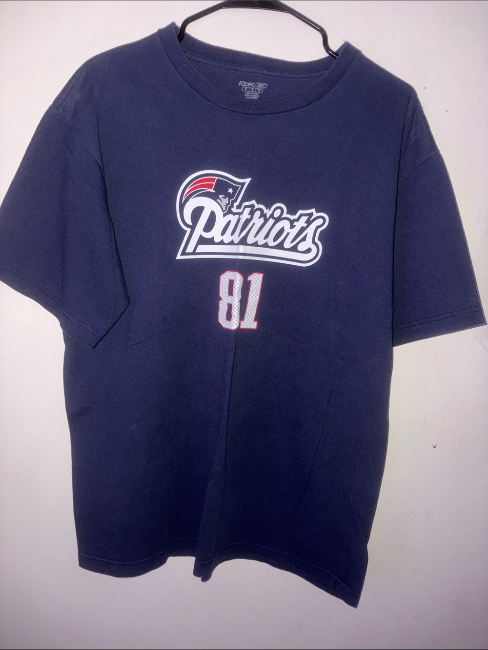 Reebok Navy Patriots Graphic Tee with Red & White Accents